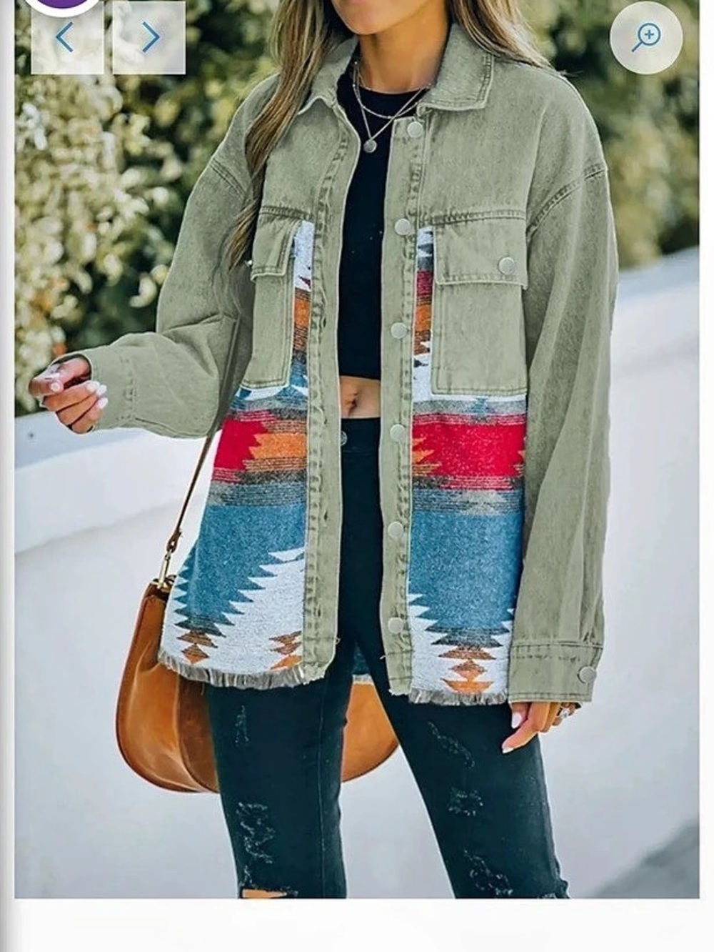 Aztec Print Button-Up Jacket Size XL